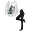 Holiday Outfit Christmas Tree Skeleton Print Buckle Sweatshirt and Grommet Leggings Set - Blanc S | US 4