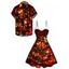 Christmas Couple Outfit Lightning Chains Print Faux Fur Dress and Shirt Set - Rouge Vineux S | US 4