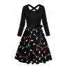 Christmas Couple Outfit Lightning Chains Print Crossover Belt Dress and Shirt Set - Noir S | US 4