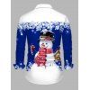 Chemise de Noël pour homme, imprimé bonhomme de neige et flocons de neige, colorblock - Bleu 5XL