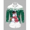 Chemise de Noël pour homme, imprimé bonhomme de neige et flocons de neige, colorblock - Vert 5XL