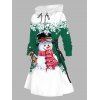 Christmas Couple Outfit Snowman Snowflake Print Colorblock Dress and Shirt Set - Vert S | US 4
