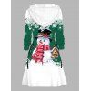 Christmas Couple Outfit Snowman Snowflake Print Colorblock Dress and Shirt Set - Vert S | US 4