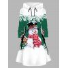 Christmas Couple Outfit Snowman Snowflake Print Colorblock Dress and Shirt Set - Vert S | US 4