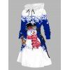 Christmas Couple Outfit Snowman Snowflake Print Colorblock Dress and Shirt Set - Bleu S | US 4