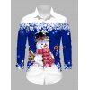 Christmas Couple Outfit Snowman Snowflake Print Colorblock Dress and Shirt Set - Bleu S | US 4