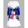 Christmas Couple Outfit Snowman Snowflake Print Colorblock Dress and Shirt Set - Bleu S | US 4