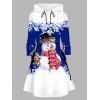Christmas Couple Outfit Snowman Snowflake Print Colorblock Dress and Shirt Set - Bleu S | US 4