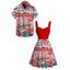 Holiday Couple Outfit Merry Christmas Gift Print Dress and Shirt Set - Rouge S | US 4