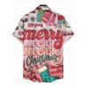 Men's Holiday Shirt Merry Christmas Gift Print Button Up Shirt - LIGHT PINK 3XL