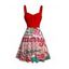 Robe de fête imprimée Joyeux Noël Mini robe froncée - Rouge XXL | US 14
