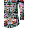 Holiday Couple Outfit Christmas Tree Santa Claus Print Faux Fur Dress and Shirt Set - BLUE GRAY S | US 4