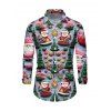 Chemise de Noël pour homme, manches longues, imprimé sapin de Noël et Père Noël - Bleu gris 4XL