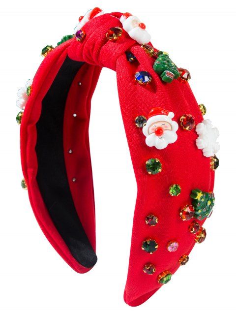 Christmas Hairband Bowknot Santa Claus Faux Gem Decor Party Accessory