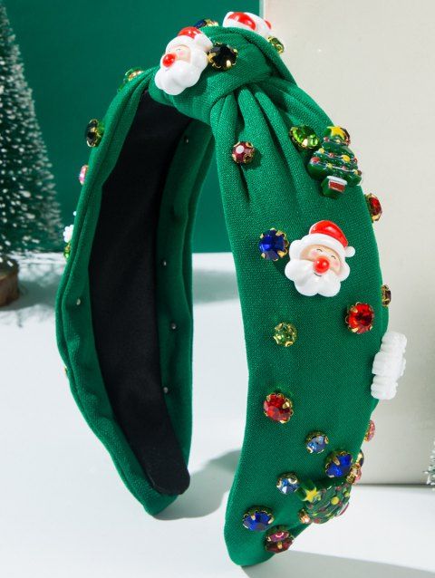 Bandeau de Noël avec nœud papillon, Père Noël et fausses pierres précieuses, accessoire de fête