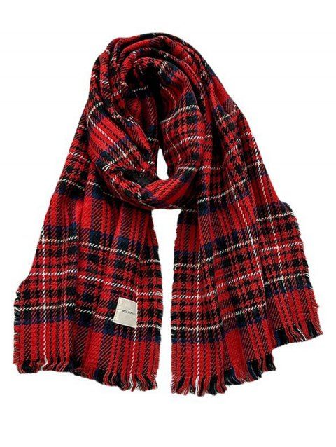 Écharpe de Noël à carreaux et pompons, chaude