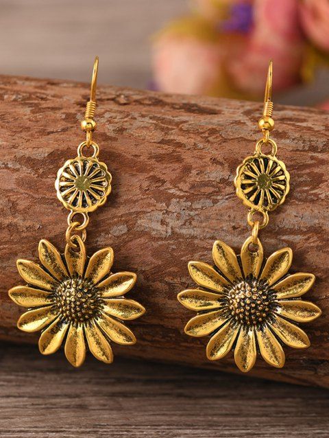 Boucles d'oreilles bohèmes citron tournesol vintage