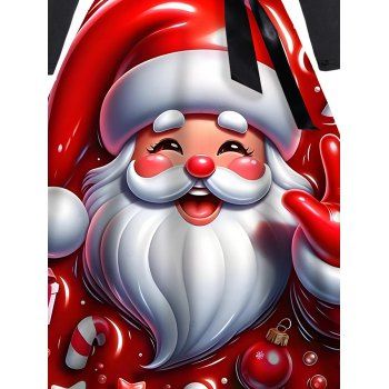 Christmas Dress Colorblock Santa Claus Bell Print Crossover Belt Dress