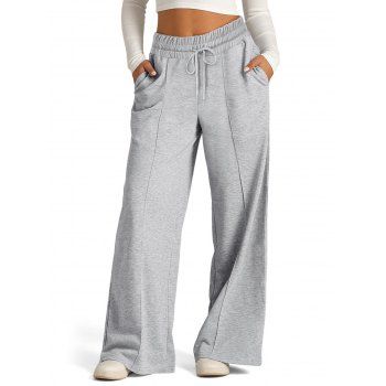 Casual Women Outfit Zip Up Stand-up Collar Sweater and Wide Leg Pants Set