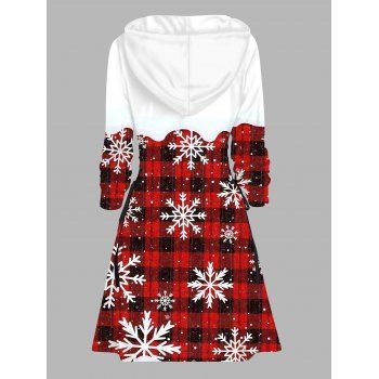 Christmas Couple Outfit Plaid Santa Claus Snowflake Print Hoodie Dress and Shirt Set