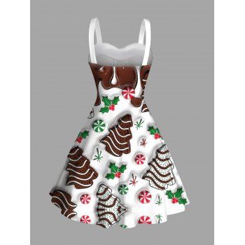 Holiday Dress Christmas Tree Printed Faux Fur Mini Dress