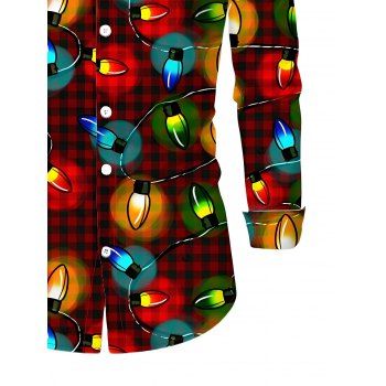 Christmas Couple Outfit Plaid Lightning Chains Print Belt Dress and Shirt Set