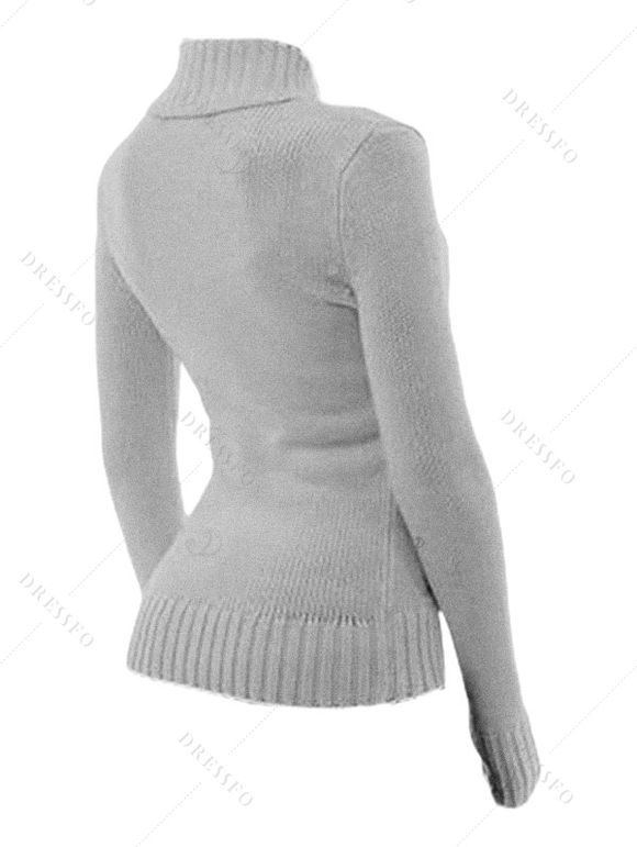 Casual Women Outfit Zip Up Stand-up Collar Sweater and Wide Leg Pants Set - Gris Clair S | US 4