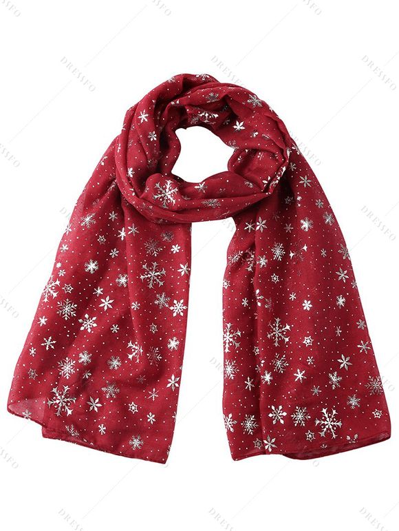 Écharpe de Noël à motif flocons de neige, écharpe chaude - Rouge 