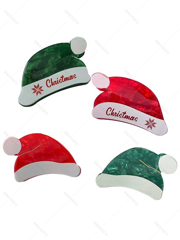 Lot de 2 pinces à cheveux de Noël avec motif flocons de neige et lettres - Accessoires de fête - multicolor A 