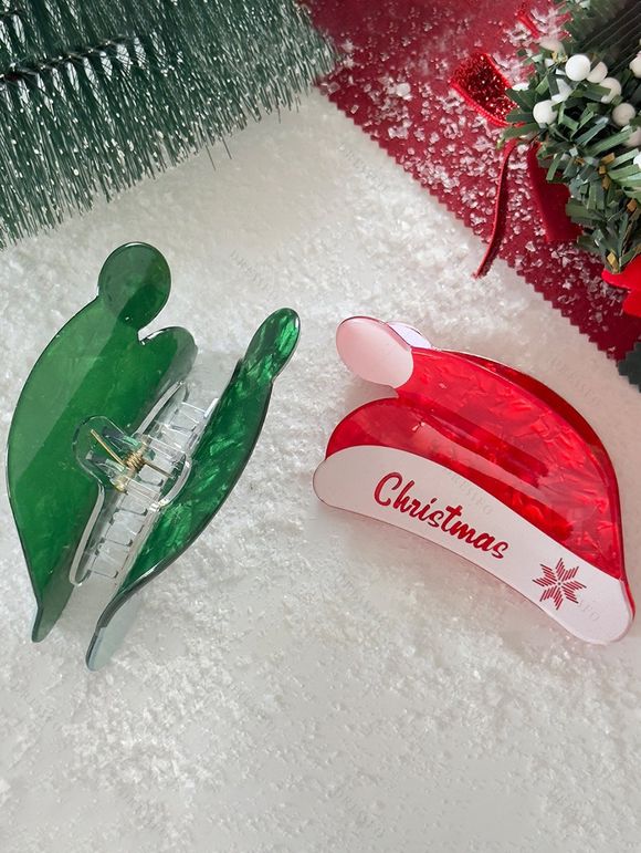 Lot de 2 pinces à cheveux de Noël avec motif flocons de neige et lettres - Accessoires de fête - multicolor A 