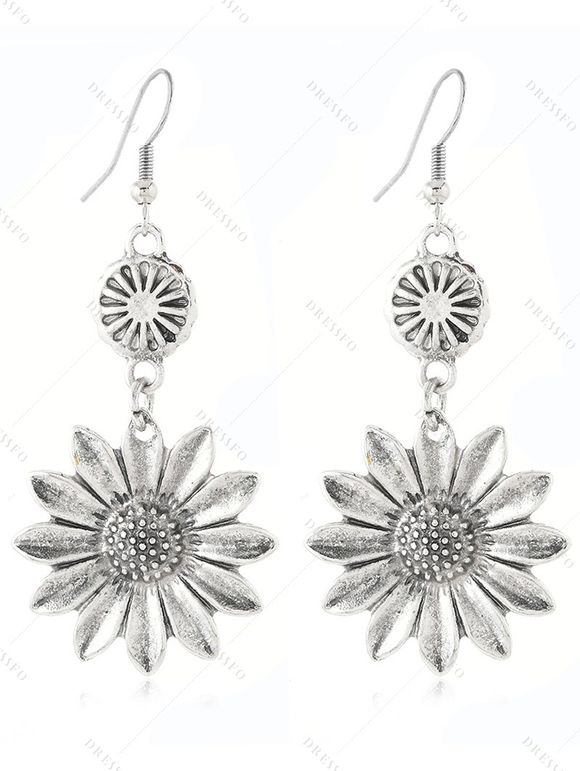 Boucles d'oreilles bohèmes citron tournesol vintage - Argent 