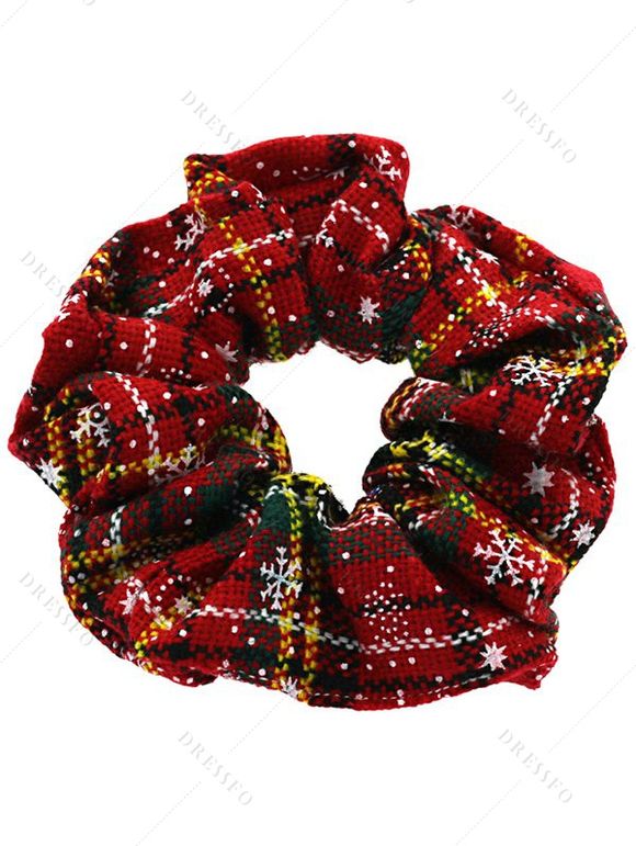 Lot de 5 chouchous de Noël à carreaux et flocons de neige, élastiques - multicolor A 