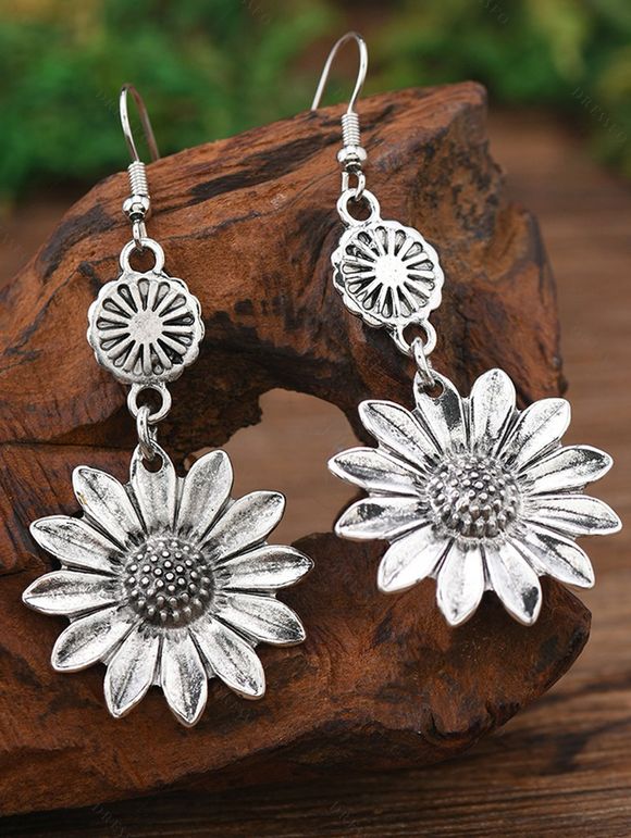 Boucles d'oreilles bohèmes citron tournesol vintage - Argent 