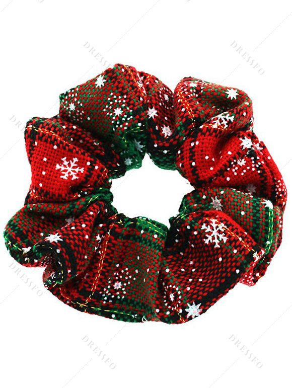 Lot de 5 chouchous de Noël à carreaux et flocons de neige, élastiques - multicolor A 