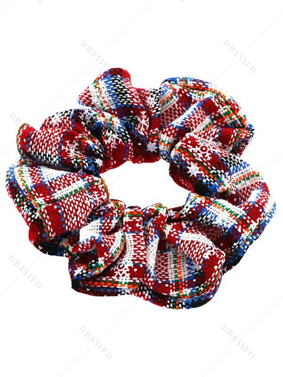 Lot de 5 chouchous de Noël à carreaux et flocons de neige, élastiques - multicolor A 