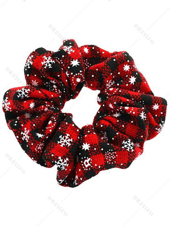 Lot de 5 chouchous de Noël à carreaux et flocons de neige, élastiques - multicolor A 