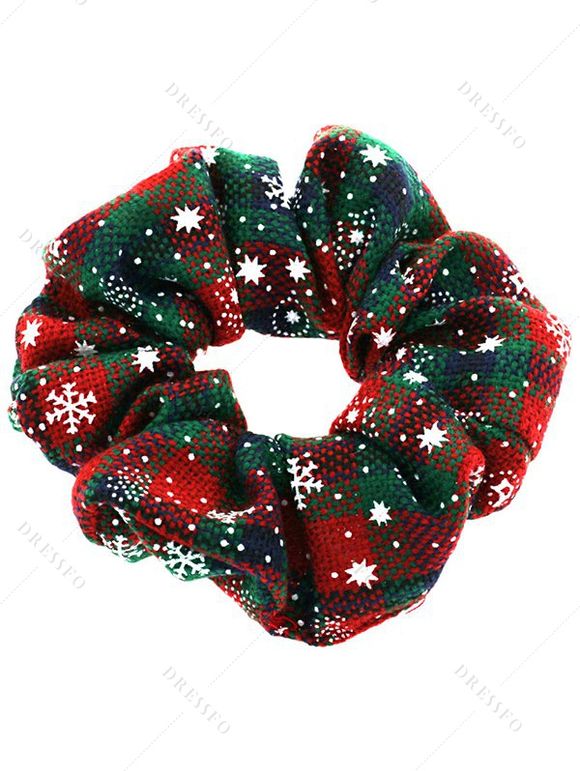 Lot de 5 chouchous de Noël à carreaux et flocons de neige, élastiques - multicolor A 