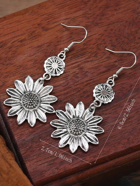 Boucles d'oreilles bohèmes citron tournesol vintage - Argent 