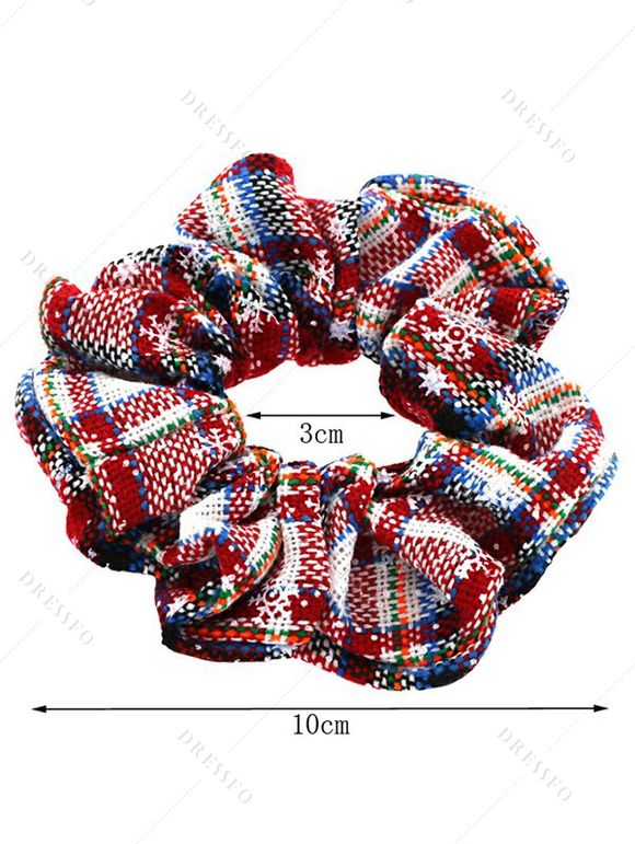 Lot de 5 chouchous de Noël à carreaux et flocons de neige, élastiques - multicolor A 