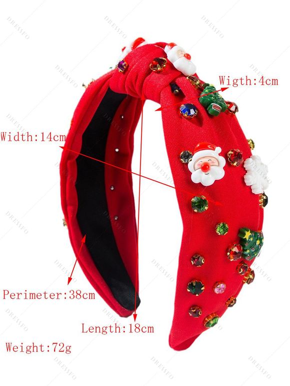 Bandeau de Noël avec nœud papillon, Père Noël et fausses pierres précieuses, accessoire de fête - Rouge 