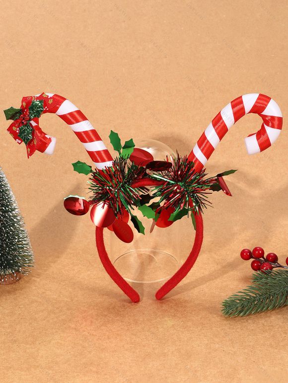 Bandeau à rayures en forme de canne à sucre orné de paillettes, accessoire décoratif pour les fêtes de Noël - multicolor A 