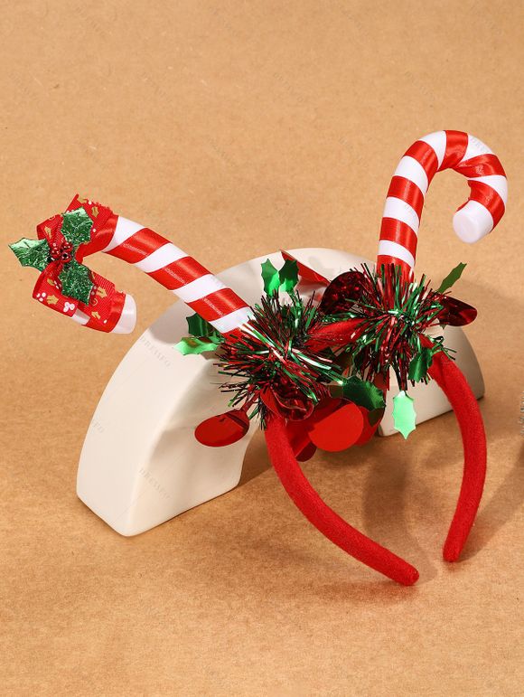 Bandeau à rayures en forme de canne à sucre orné de paillettes, accessoire décoratif pour les fêtes de Noël - multicolor A 