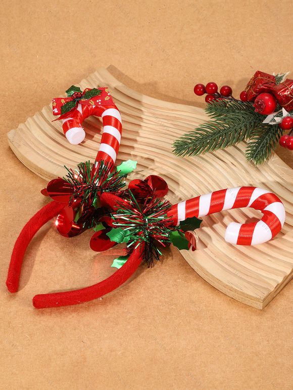 Bandeau à rayures en forme de canne à sucre orné de paillettes, accessoire décoratif pour les fêtes de Noël - multicolor A 