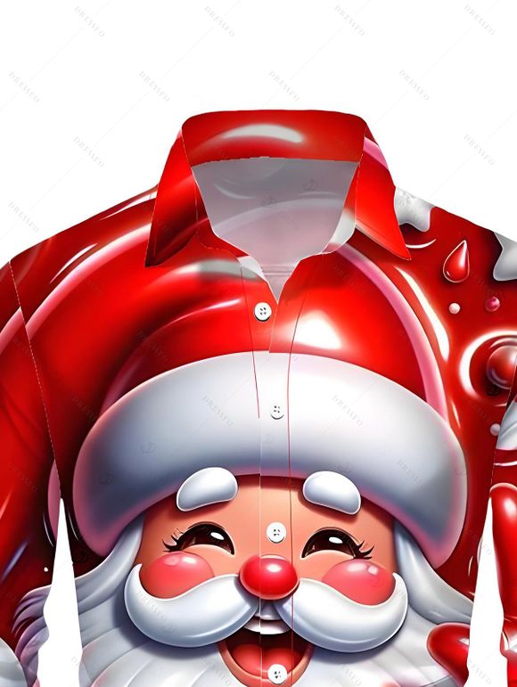 Christmas Couple Outfit Santa Claus Bell Print Belt Dress and Shirt Set - Rouge Vineux S | US 4