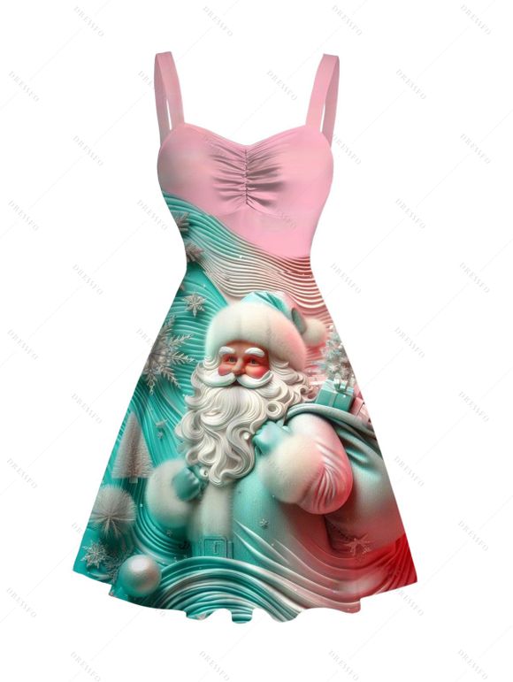 Robe de Noël mini froncée à imprimé Père Noël colorblock - multicolor XL | US 12
