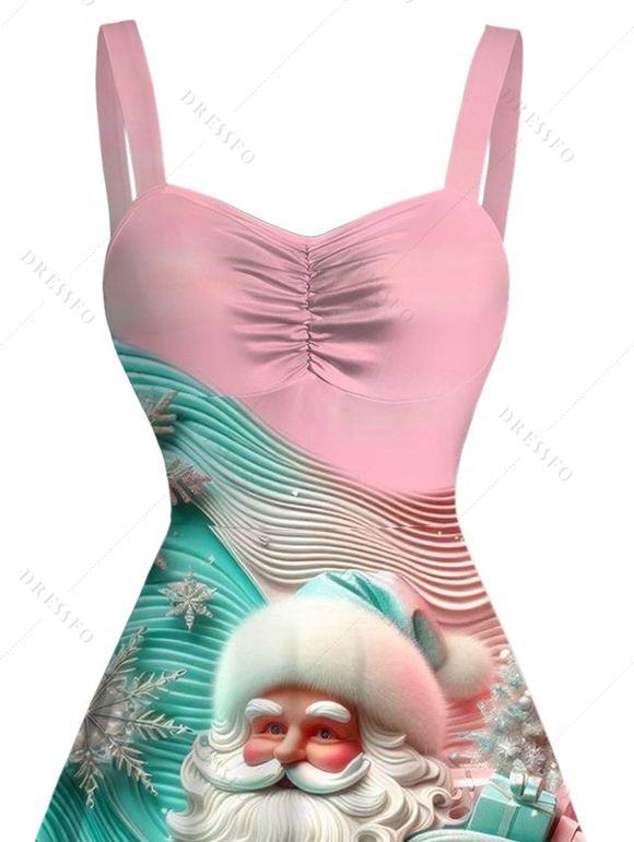 Robe de Noël mini froncée à imprimé Père Noël colorblock - multicolor XL | US 12