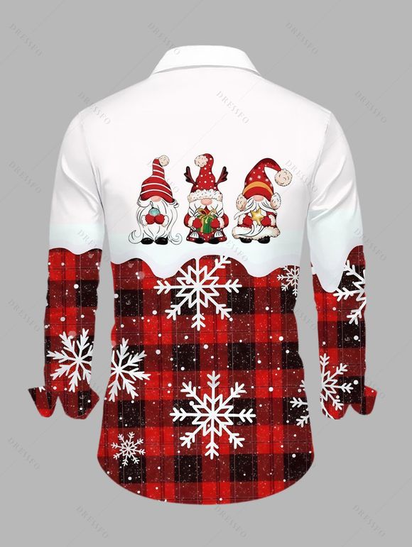 Christmas Couple Outfit Plaid Santa Claus Snowflake Print Hoodie Dress and Shirt Set - Rouge Vineux S | US 4
