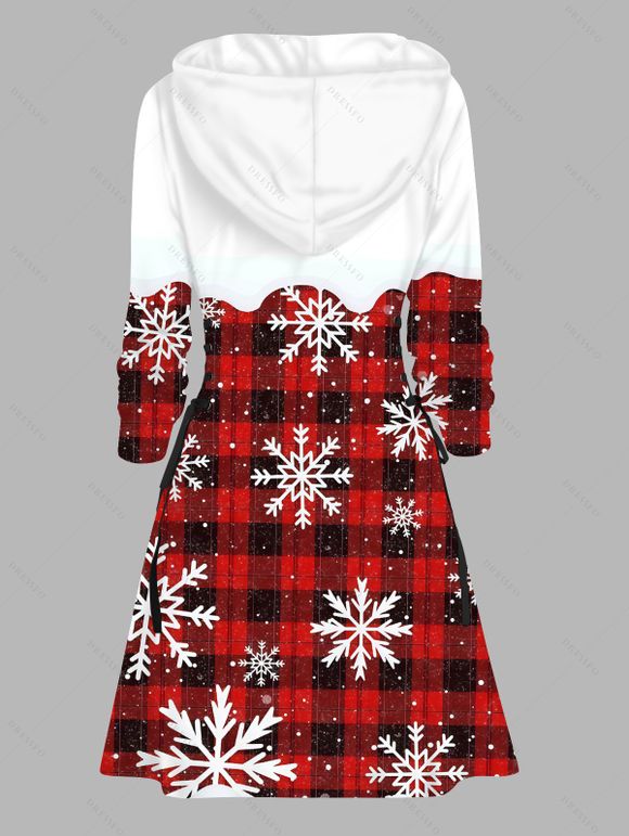 Christmas Couple Outfit Plaid Santa Claus Snowflake Print Hoodie Dress and Shirt Set - Rouge Vineux S | US 4