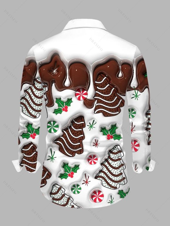 Chemise de Noël pour homme, imprimée sapin de Noël, à boutons - Brun 5XL