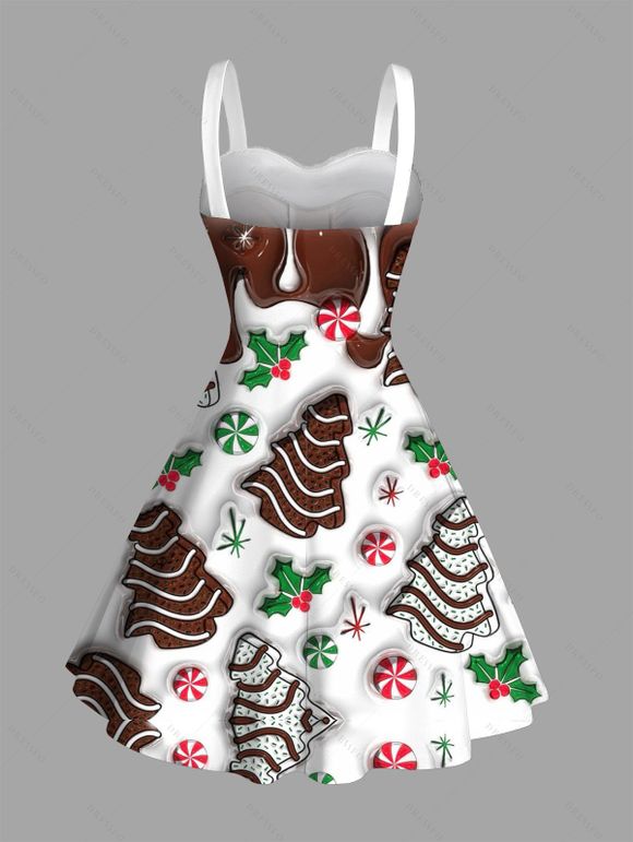 Robe de Noël imprimée sapin de Noël, mini-robe en fausse fourrure - Brun XXXXXL | US 20